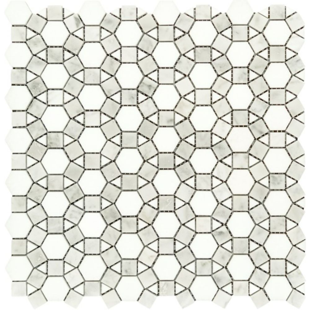 Belluno Designs SUN-THACP Flora 2.5" x 2.5" Thassos Mosaic Polished Wall & Floor Tile 